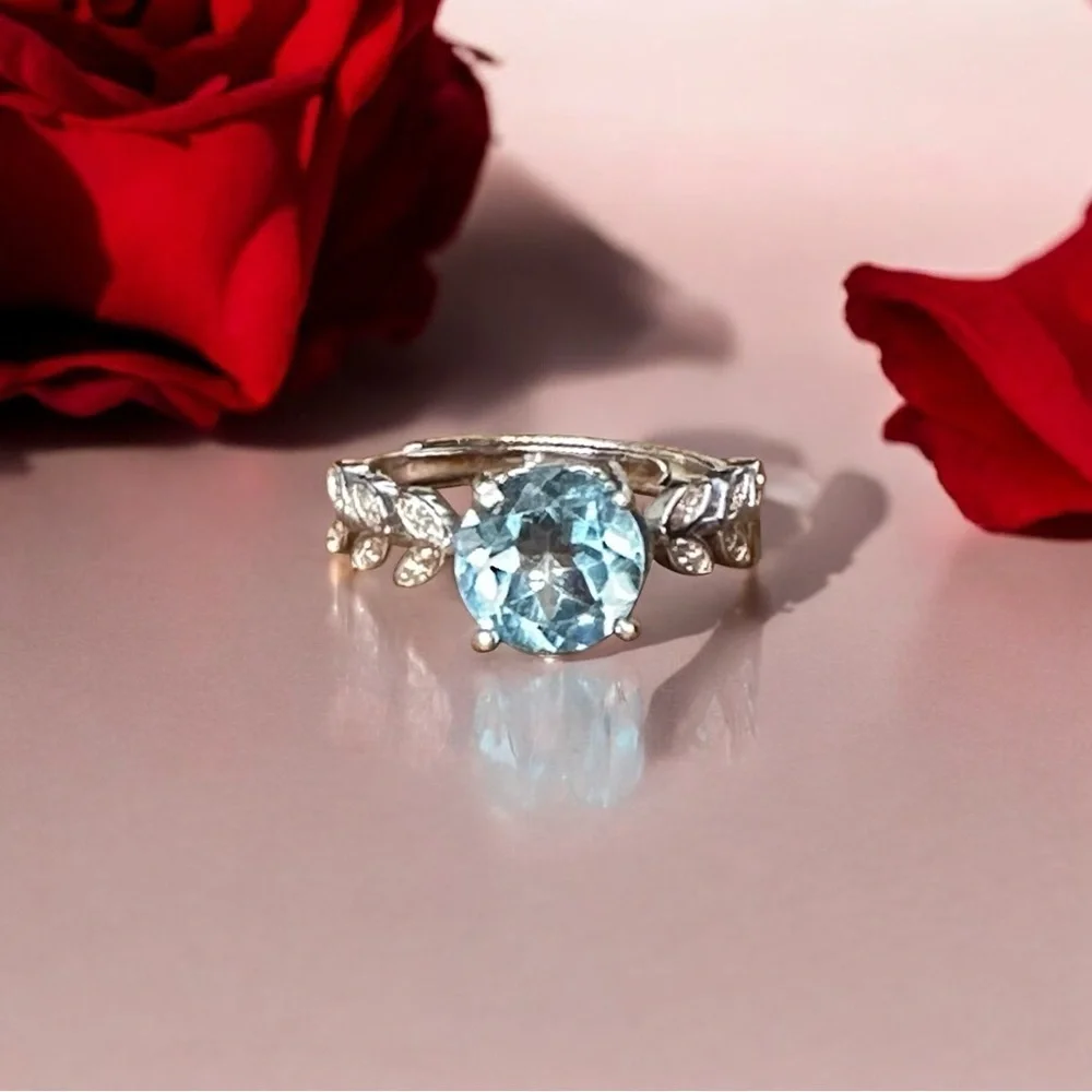 Natural Swiss Blue Topaz S925 Ring Sterling Silver 2.16 Ct